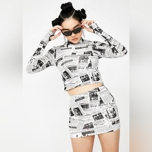 Current Mood Dolls Kill Headline Honey Mini Skirt - Size Large